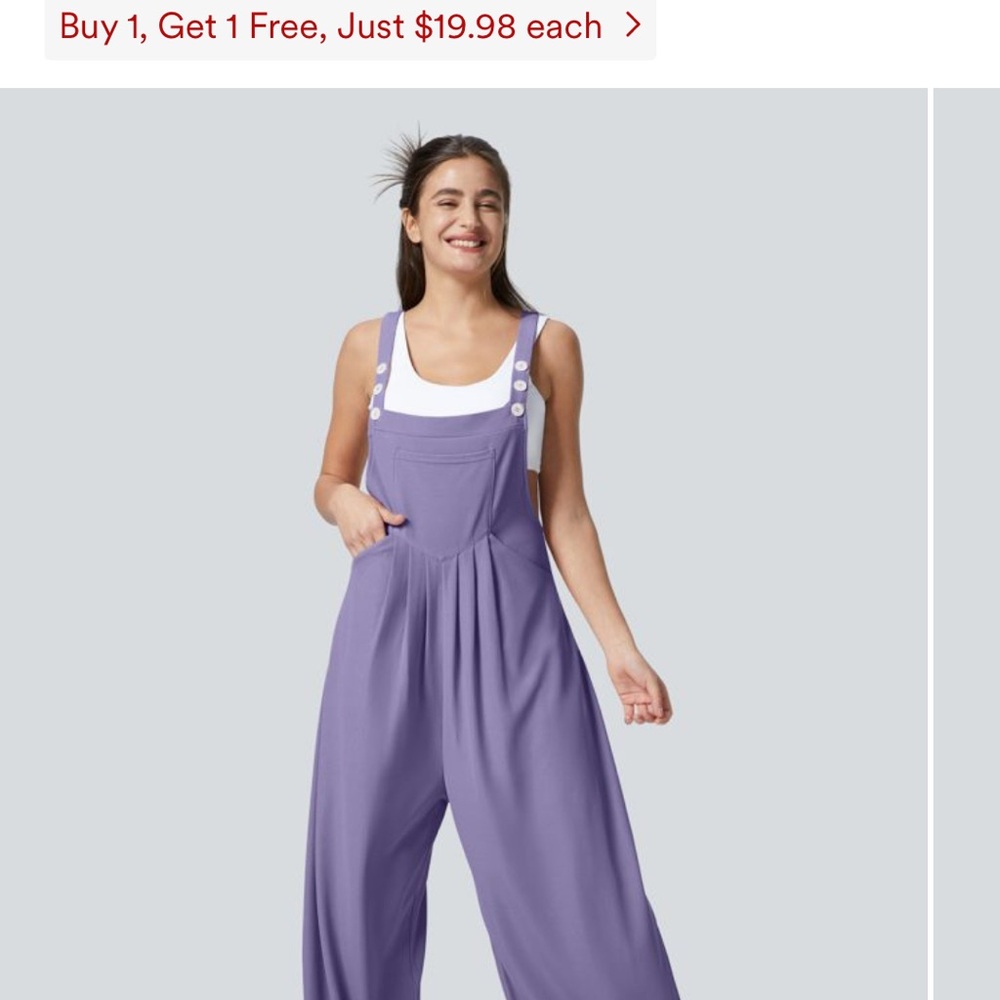 HALARA Purple Wide-Leg Jumpsuit with Flowing Silhouette